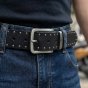No Limits Ceinture Homme en Cuir Véritable à Clous, Hauteur 4 cm, Boucle Sans Nickel, Raccourcissable, Avec Bo… — vue arrière