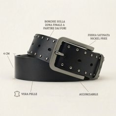 No Limits Ceinture Homme en Cuir Véritable à Clous, Hauteur 4 cm, Boucle Sans Nickel, Raccourcissable, Avec Boîte 2