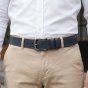 No Limtis Herrengürtel aus echtem Leder mit Doppelnaht, Höhe 4 cm, nickelfreie Schnalle, kürzbar, mit Box — Rückansicht