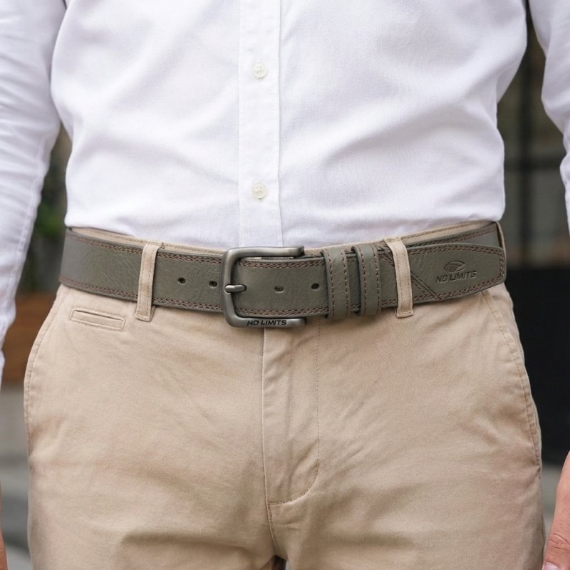 No Limtis Herrengürtel aus echtem Leder mit Doppelnaht, Höhe 4 cm, nickelfreie Schnalle, kürzbar, mit Box — Ansicht 15