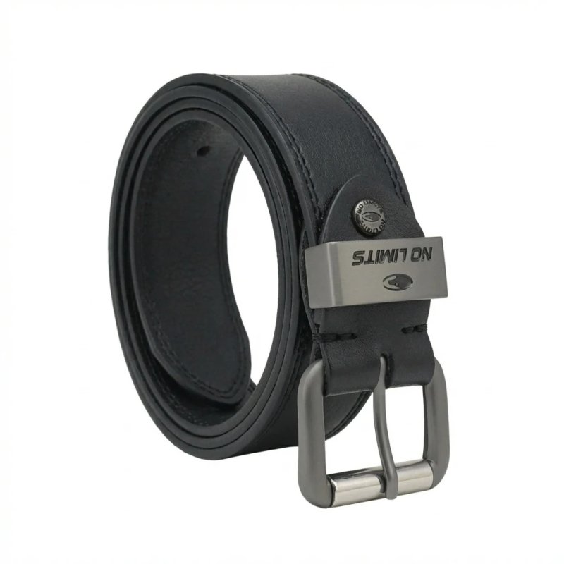 No Limtis Cintura Uomo in Vera Pelle con Doppia Cucitura, Alta 4 cm, Fibbia Nickel Free, Accorciabile, Con Scatola