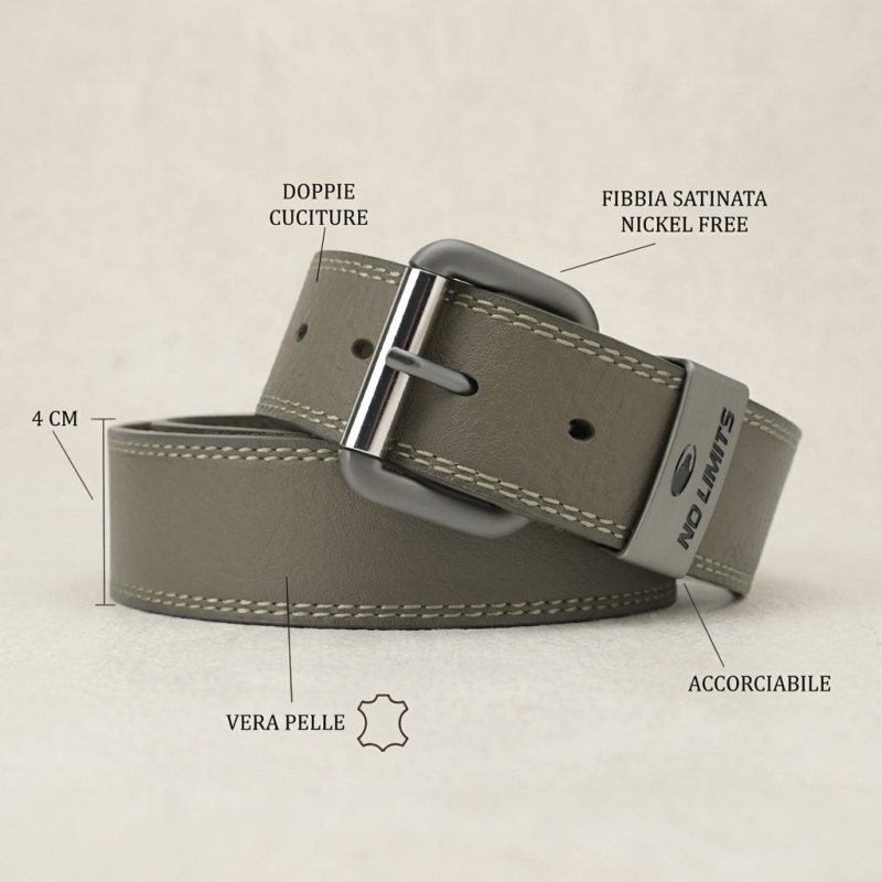 No Limtis Herrengürtel aus echtem Leder mit Doppelnaht, Höhe 4 cm, nickelfreie Schnalle, kürzbar, mit Box — Ansicht 12