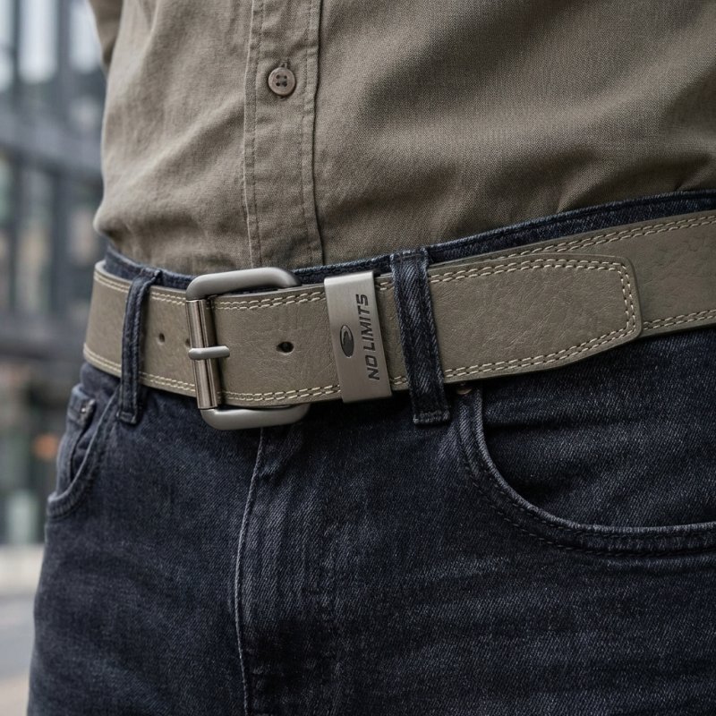 No Limtis Ceinture Homme en Cuir Véritable à Double Couture, Hauteur 4 cm, Boucle Sans Nickel, Raccourcissable, Ave… — vue 13