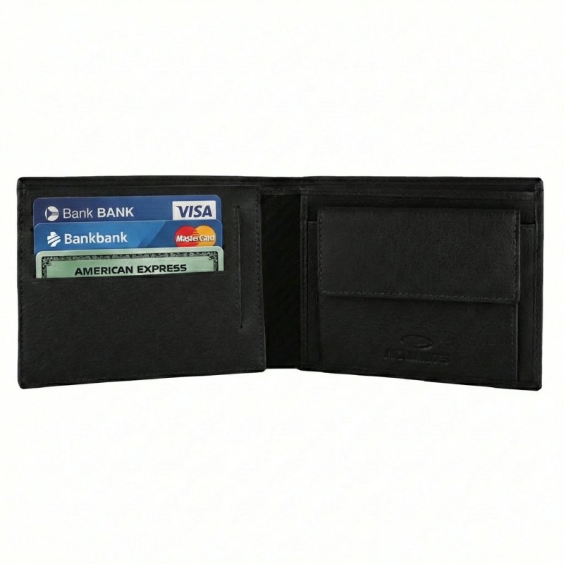 No Limits Men's Wallet in Genuine Leather, Carbon-Effect Inserts, RFID PROTECTION, Elegant With Box — front view