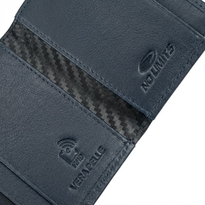 No Limits Porta Carte di Credito Uomo in Vera Pelle, Portafoglio Slim, Con Protezione RFID, Con Scatola — interno