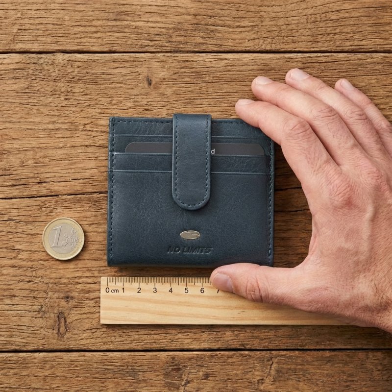 No Limits Men's Credit Card Holder in Genuine Leather, Slim Wallet, With RFID Protection, With Box — logo detail