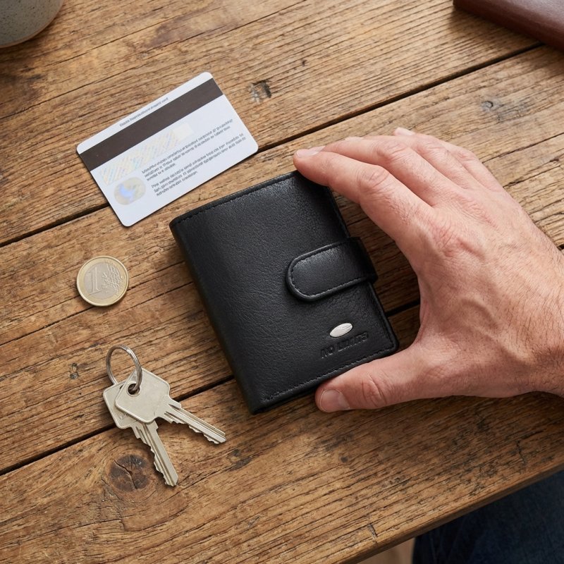 No Limits Cartera Hombre en Piel Auténtica, Cierre de Botón, con Protección RFID, Portamonedas, con C… — detalle del logotipo