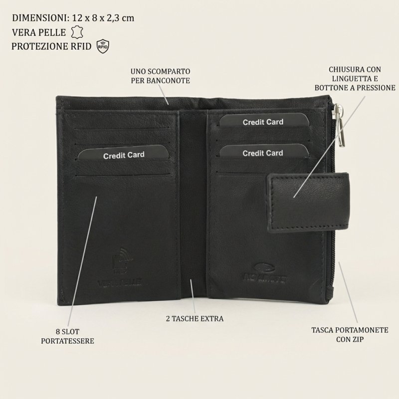 No Limits Women's Wallet in Genuine Leather, Slim, RFID PROTECTION, Credit Card and Coin Holder, Pocket-Sized, Wit… — view 31