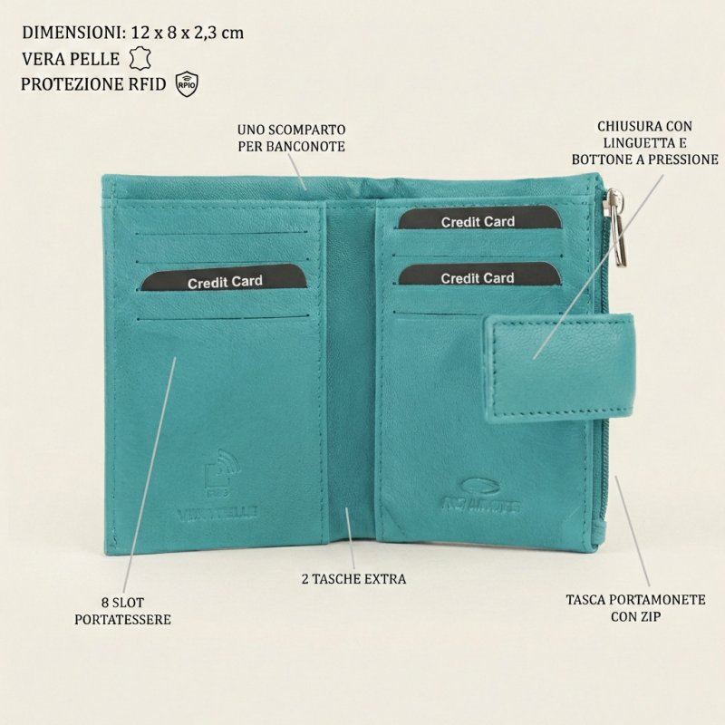 No Limits Damen-Geldbörse aus echtem Leder, Schlank, RFID-Schutz, für Kreditkarten und Münzen, Taschenformat, m… — Ansicht 38
