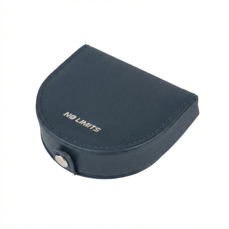 No Limits Coin Purse in Genuine Leather, Men and Women, Button Closure, Euro Coin Holder, With Box