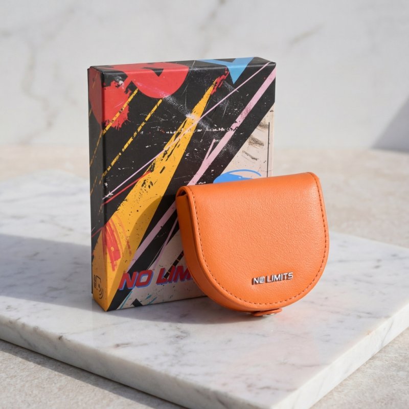 No Limits Coin Purse in Genuine Leather, Men and Women, Button Closure, Euro Coin Holder, With Box — view 12