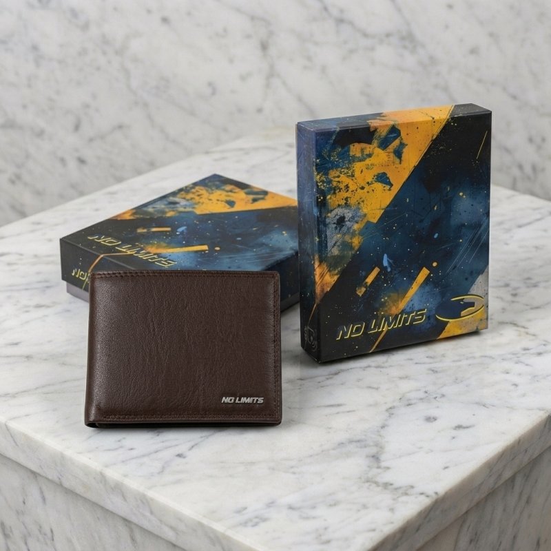 No Limits Men's Wallet in Genuine Leather, RFID Protection, Credit Card Holder, Coin Purse, Elegant With Box — view 16