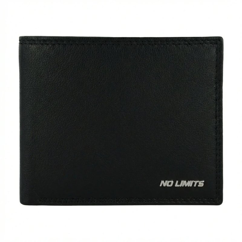 No Limits Geldbörse Herren aus echtem Leder, RFID-Schutz, Kreditkartenfach, Elegant mit Box, OHNE MÜNZFACH — Logo-Detail