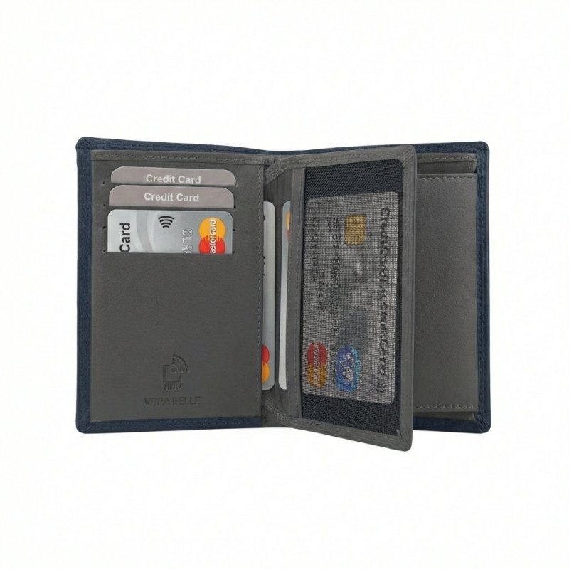 No Limits Portefeuille Vertical Homme en Cuir Véritable, Protection RFID, Porte-cartes de Crédit, Poche à Monn… — vue de face