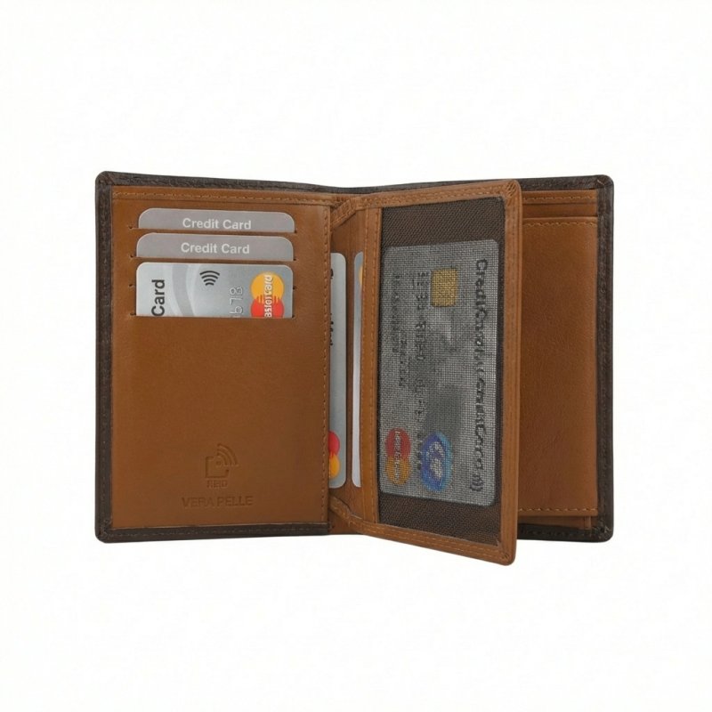 No Limits Men's Vertical Wallet in Genuine Leather, RFID Protection, Card Holder, Coin Pocket, With Box — view 12
