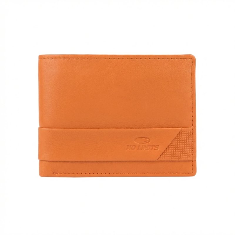 No Limits Men's Wallet in Genuine Leather, RFID Protection, With Coin Pocket, Card Holder, Elegant, With Box — logo detail
