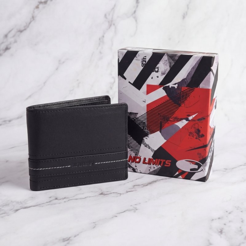 No Limits Cartera Hombre en Piel Auténtica, PROTECCIÓN RFID, con Portamonedas, Elegante y Casual, con Caja — vista 13