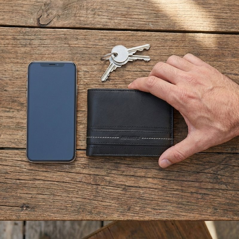 No Limits Men's Wallet in Genuine Leather, RFID Protection, With Coin Pocket, Elegant and Casual, With Box — view 11