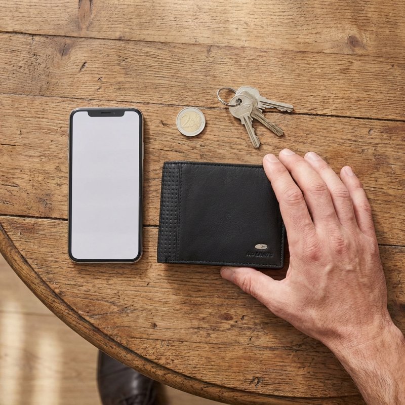 No Limits Men's Wallet in Genuine Leather, RFID Protection, With Coin Pocket, Elegant and Casual, With Box — view 8