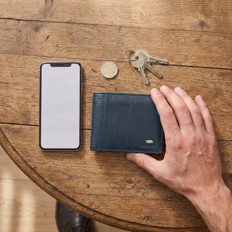 No Limits Men's Wallet in Genuine Leather, RFID Protection, With Coin Pocket, Elegant and Casual, With Box — view 12