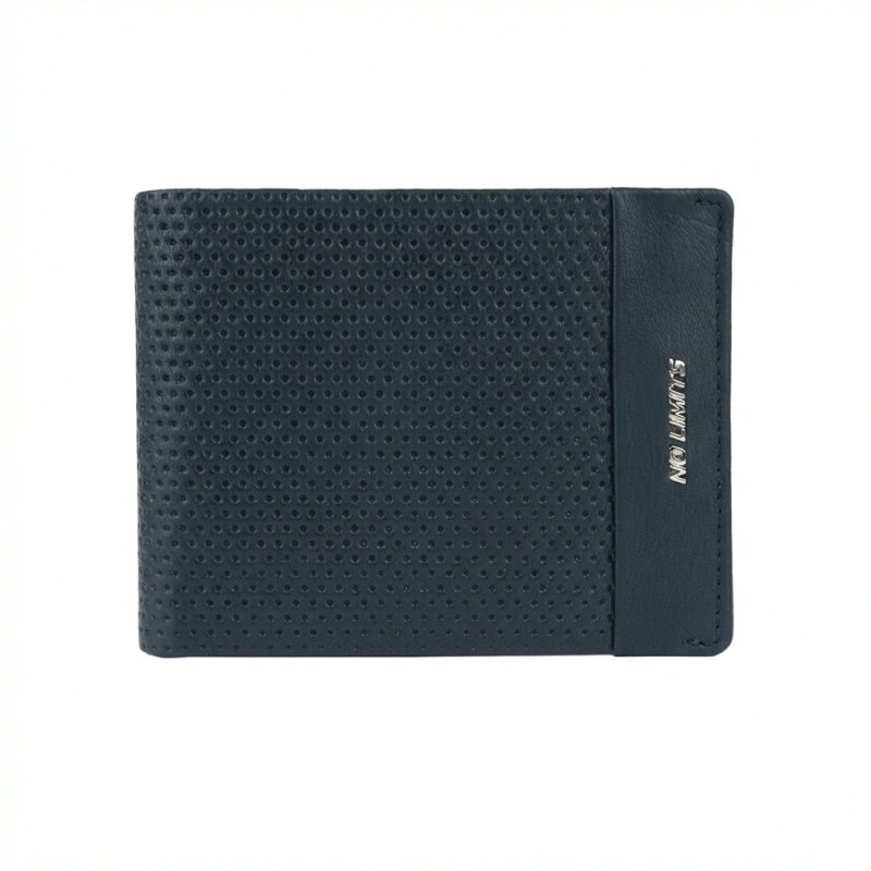 No Limits Men's Wallet in Genuine Leather, RFID Protection, With Coin Pocket, Elegant Perforated Design, With Box