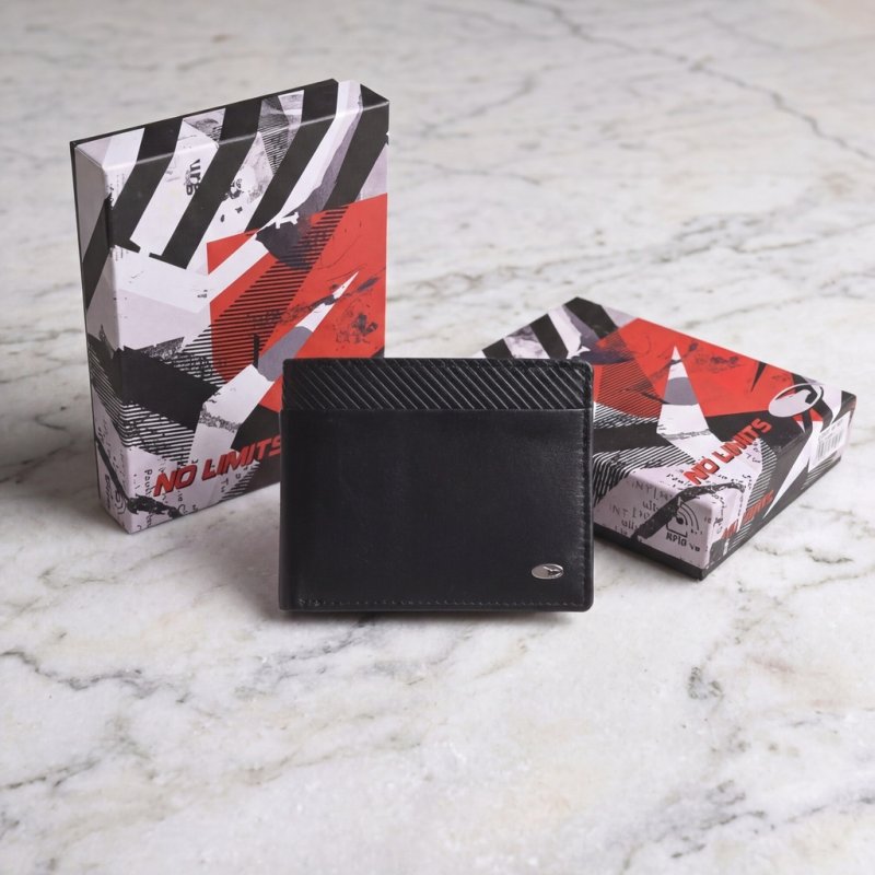 No Limits Men's Wallet in Genuine Leather, RFID Protection, With Coin Pocket, Elegant and Casual, With Box — view 24