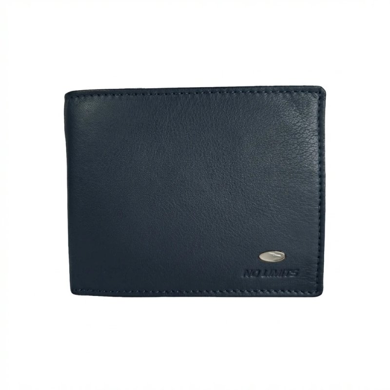 No Limits Portefeuille Homme en Cuir Véritable, Inserts Effet Carbone, PROTECTION RFID, Élégant avec Boîte — détail logo
