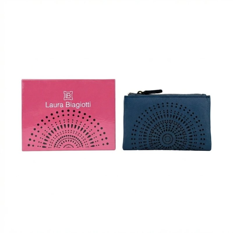 Laura Biagiotti Women's Genuine Leather Wallet, Perforated with Geometric Pattern, Small and Compact, With Box — view 88
