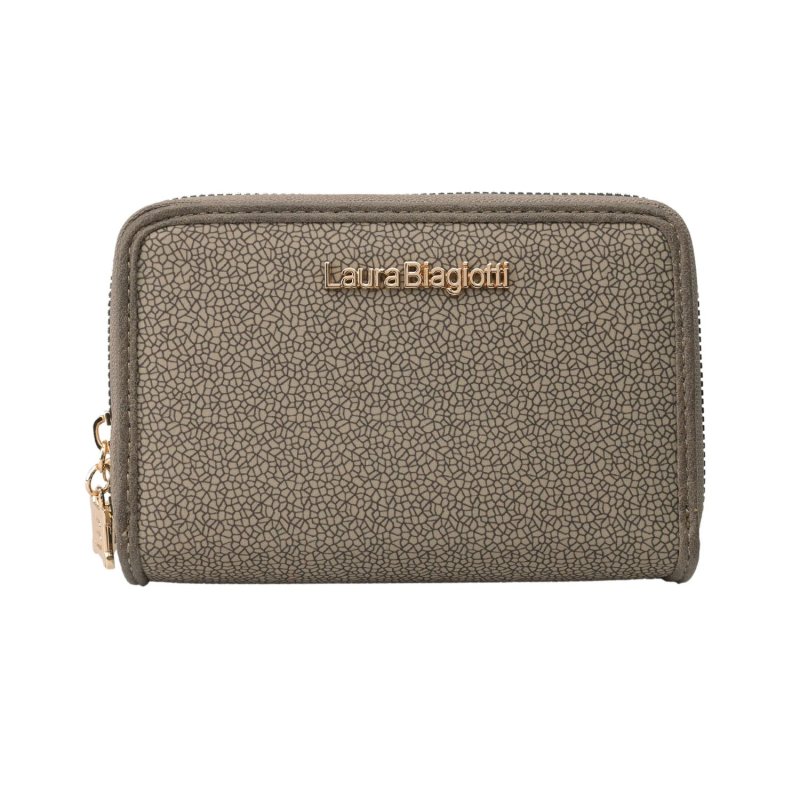Laura Biagiotti Women's Wallet in PU, with Coin Purse and Zip-Around Closure, Crackle Texture, with Gift Box