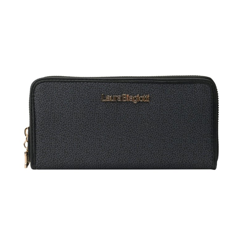 Laura Biagiotti Portefeuille Femme en PU, avec Porte-Monnaie et Fermeture Zippée Intégrale, Texture Craquelée, avec Boîte Ca…