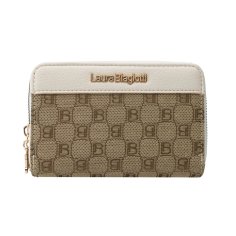 Laura Biagiotti Large Women's Wallet in PU and Logo Fabric, With Coin Purse and Gift Box