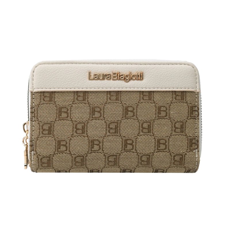 Laura Biagiotti Large Women's Wallet in PU and Logo Fabric, With Coin Purse and Gift Box