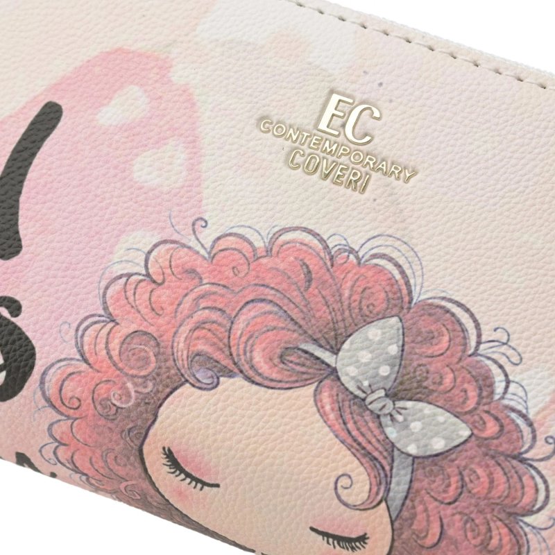 EC Contemporary Coveri Cartera de Mujer en PU, con Cierre Perimetral, Gráfico Artístico, con Caja de … — detalle del logotipo