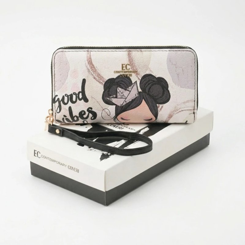 EC Contemporary Coveri Cartera de Mujer en PU, con Cierre Perimetral, Gráfico Artístico, con Caja de Regalo — vista 17