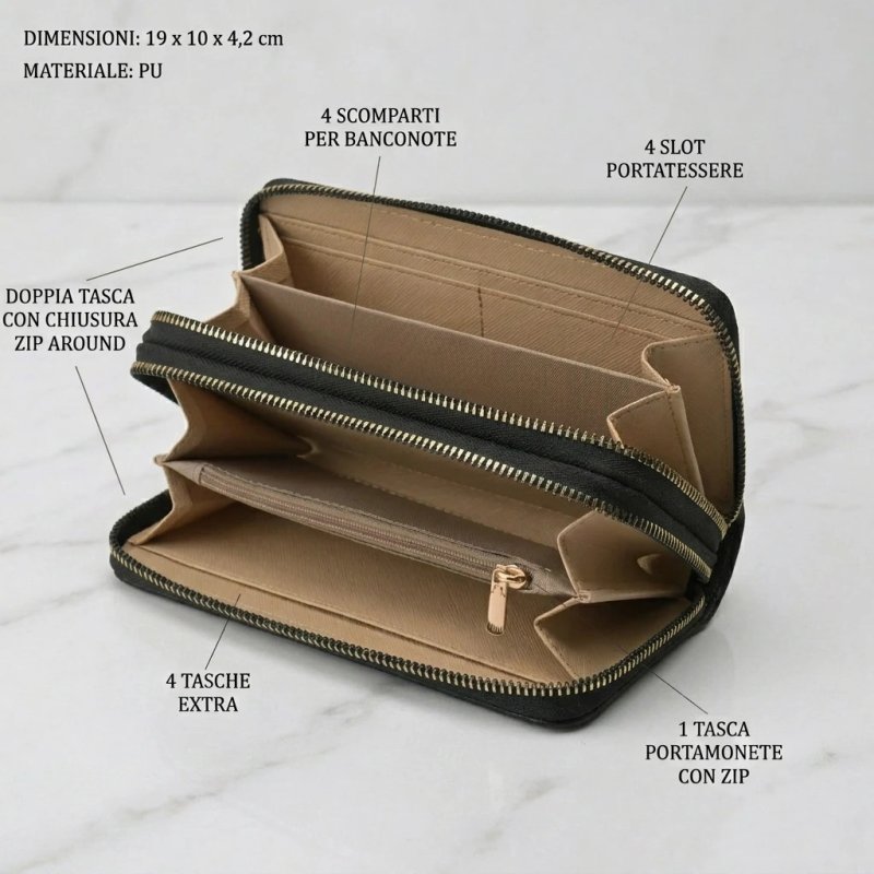 EC Contemporary Coveri Cartera de Mujer en PU, con Cierre Perimetral, Gráfico Artístico, con Caja de Regalo — vista 14