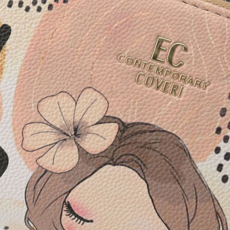 EC Contemporary Coveri Women's Wallet in PU, Zip Around Closure, Artistic Graphic With Gift Box — detail
