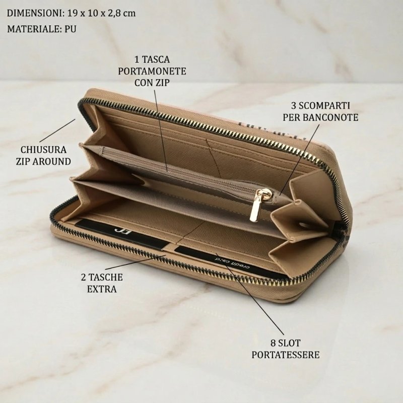 EC Contemporary Coveri Portefeuille Femme en PU, avec Fermeture Zippée Intégrale, Graphisme Artistique, avec B… — vue arrière