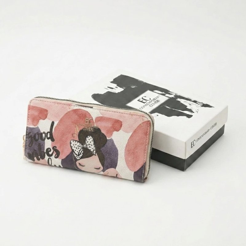EC Contemporary Coveri Portefeuille Femme en PU, avec Fermeture Zippée Intégrale, Graphisme Artistique, avec Boîte … — vue 18