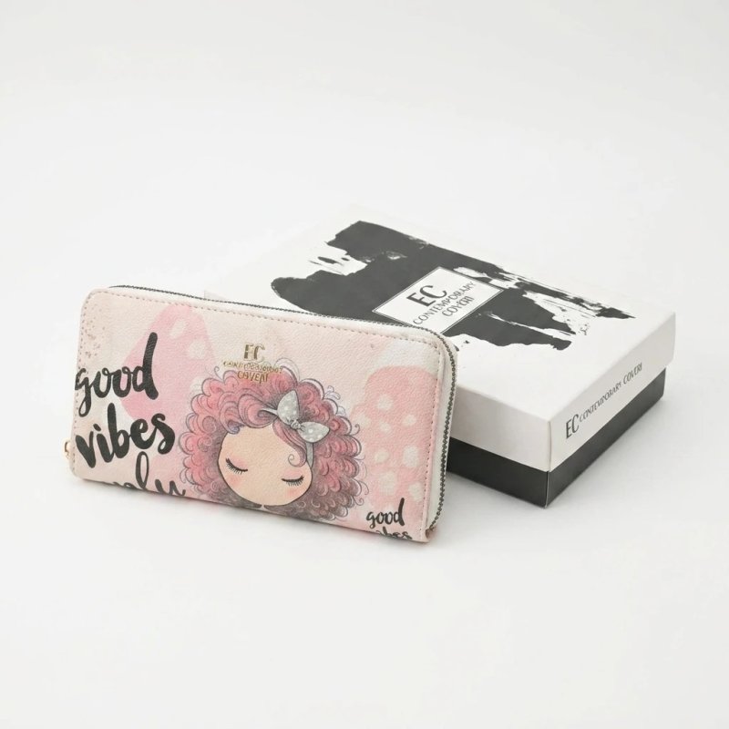 EC Contemporary Coveri Portefeuille Femme en PU, avec Fermeture Zippée Intégrale, Graphisme Artistique, avec Boîte … — vue 24