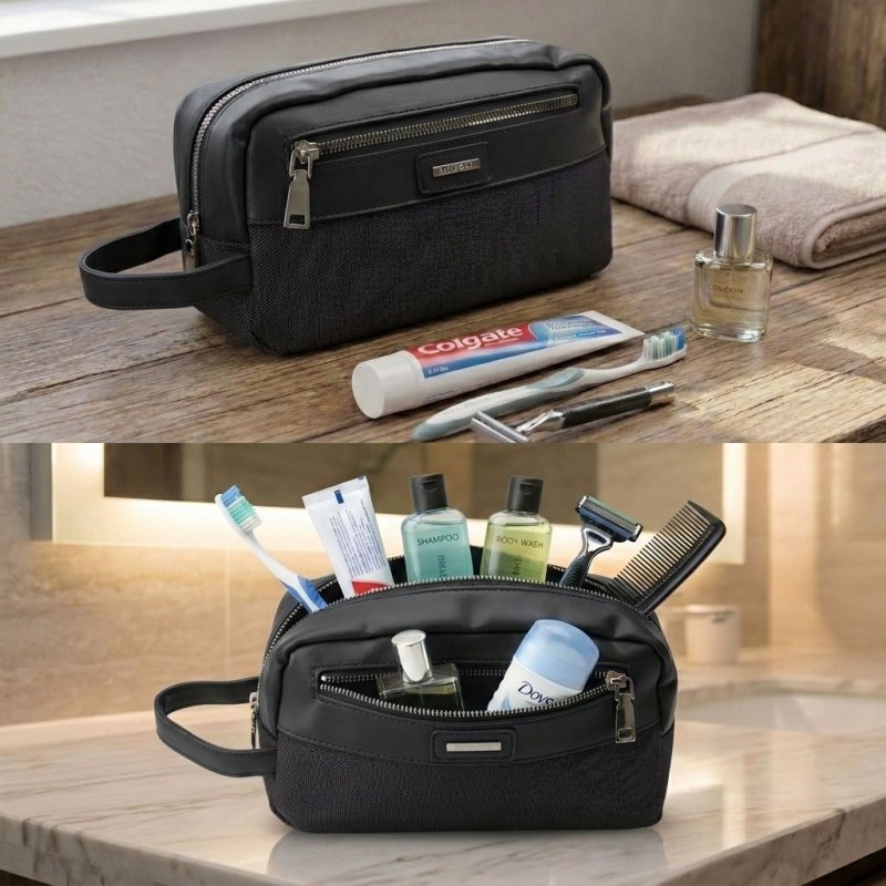 Biagiotti Hombre Pochette de Mano, Neceser Multiusos de Viaje para Hombre y Mujer, en PU con Asa, Bolsa Blanda, Me… — detalle