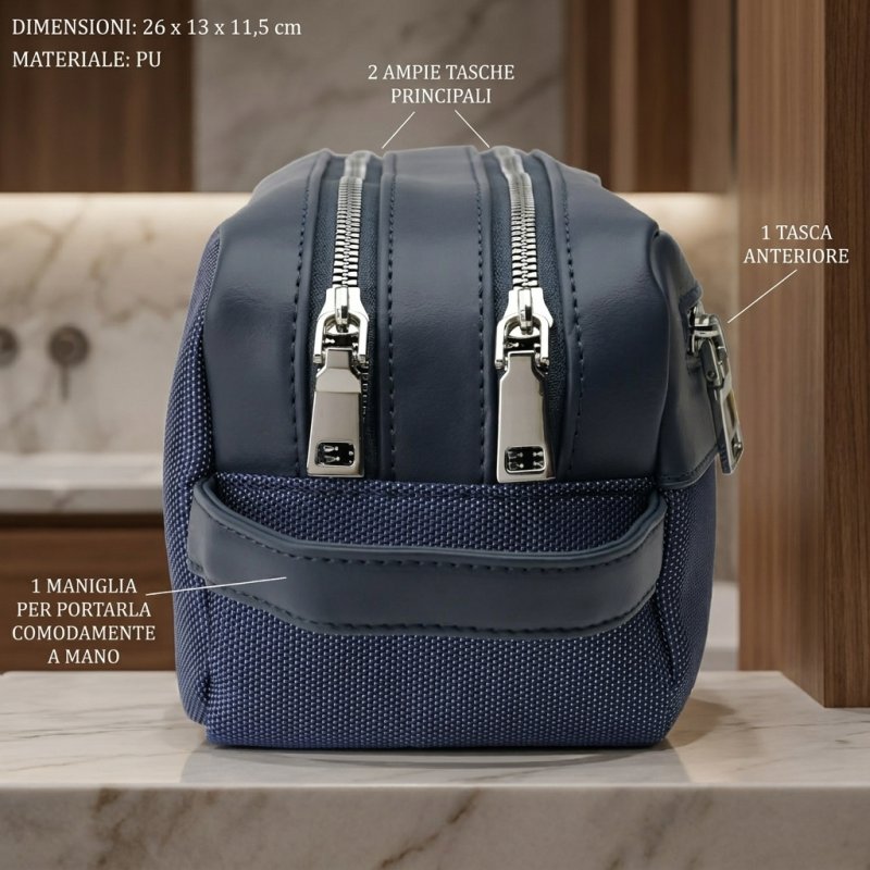 Biagiotti Hombre Pochette de Mano, Neceser Multiusos de Viaje para Hombre y Mujer, en PU con Asa, Bolsa Blan… — vista frontal