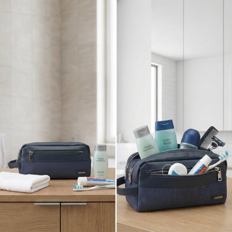 Biagiotti Herren-Necessaire, Multifunktions-Reise-Beauty-Case aus PU mit Griff, Weiche Trousse, Groß — Detail