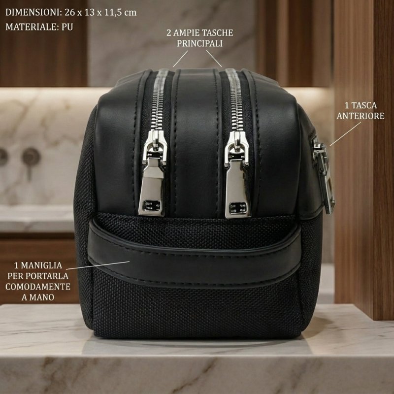 Biagiotti Homme Pochette à Main, Beauty Case Multiusage de Voyage, en Similicuir (PU) avec Poignée, Trousse Souple,… — vue 10