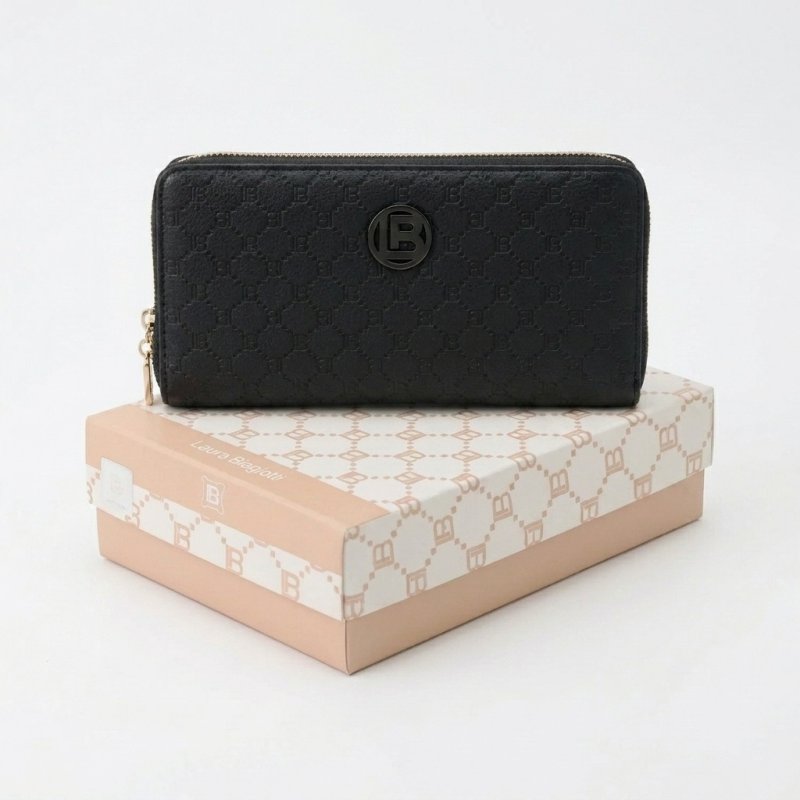 Laura Biagiotti Portefeuille Femme Grand en PU, avec Porte-Monnaie et Fermeture Zippée Intégrale, avec Boîte Cadeau — vue 18