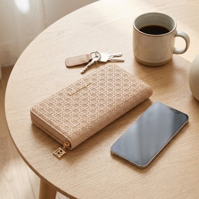 Laura Biagiotti Portefeuille Femme Grand en PU, Effet Tressé, avec Porte-Monnaie et Boîte Cadeau — vue 16