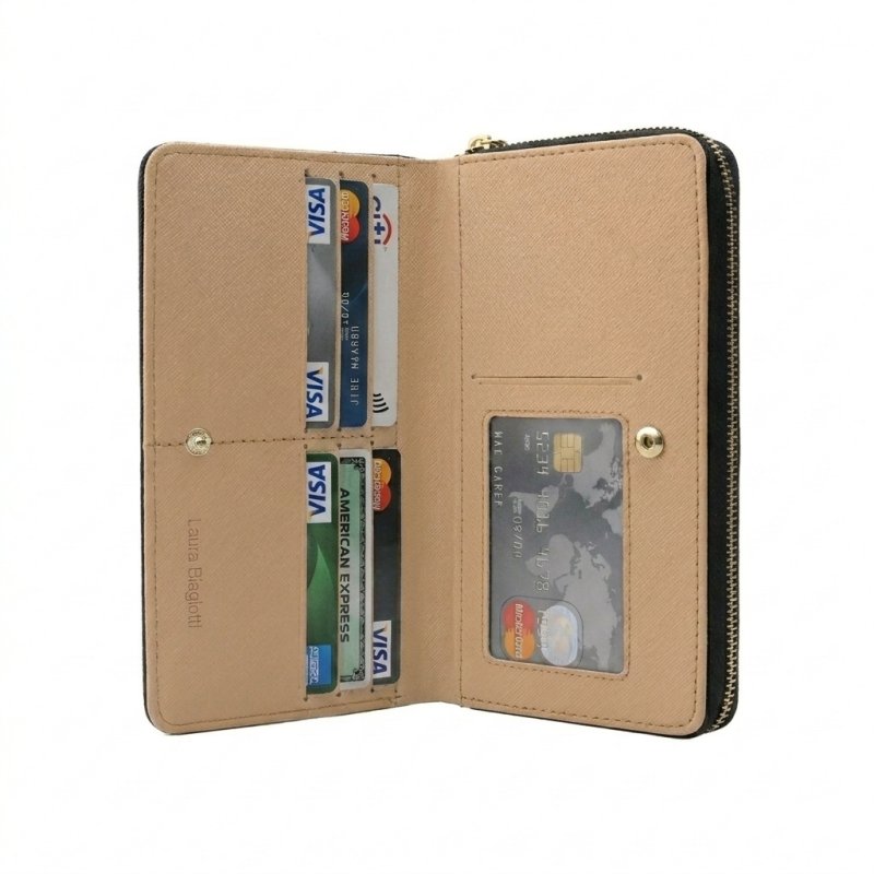 Laura Biagiotti Portefeuille Femme Grand en PU, Effet Tressé, avec Porte-Monnaie et Boîte Cadeau — vue 8