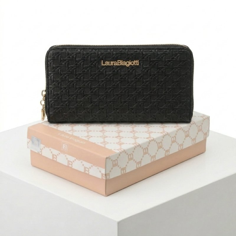 Laura Biagiotti Large Women's Wallet in PU, Woven Effect, with Coin Purse and Gift Box — view 12