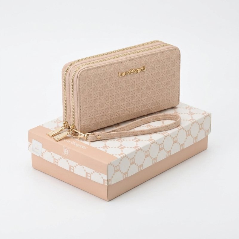 Laura Biagiotti Portefeuille Femme Grand en PU, Effet Tressé, avec Porte-Monnaie et Boîte Cadeau — vue 10