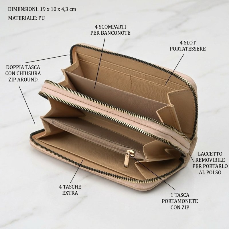 Laura Biagiotti Large Women's Wallet in PU, Woven Effect, with Coin Purse and Gift Box — view 7
