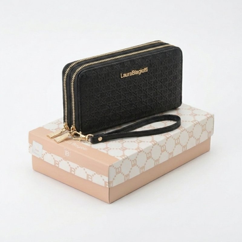 Laura Biagiotti Large Women's Wallet in PU, Woven Effect, with Coin Purse and Gift Box — view 15